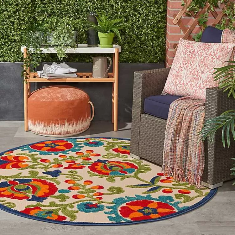 abstract_floral_outdoor_round_area_rug__ft_6.webp Abstract Floral Outdoor Round Area Rug, 5 ft.>Kirklands Home Cheap