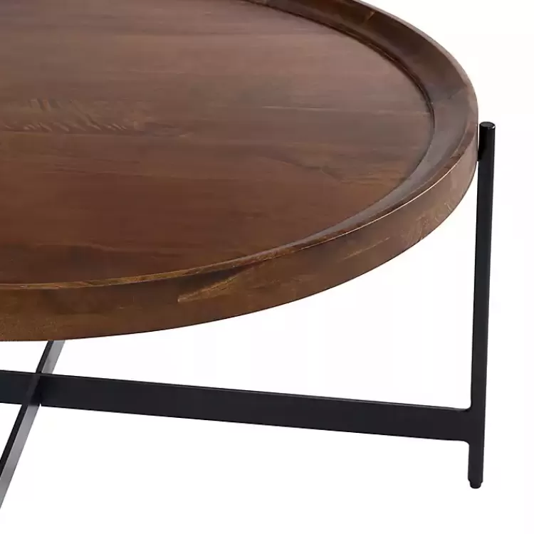 acacia_wood_round_tray_top_coffee_table_3.webp Acacia Wood Round Tray Top Coffee Table>Kirklands Home Fashion