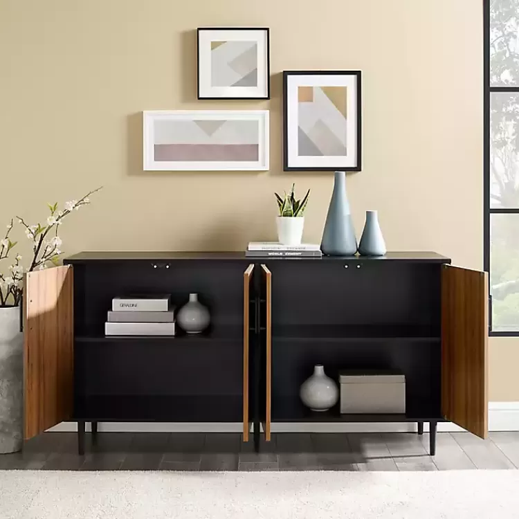 Acorn and Black Chevron Door TV Stand>Kirklands Home Online