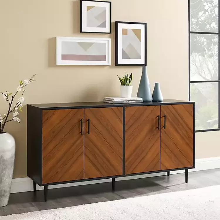 Acorn and Black Chevron Door TV Stand>Kirklands Home Online