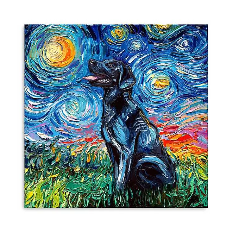 Aja Trier Black Lab Starry Night Canvas Print>Kirklands Home Best Sale