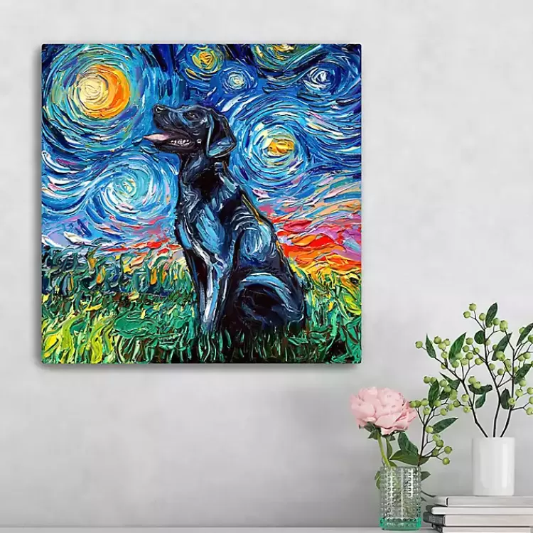 Aja Trier Black Lab Starry Night Canvas Print>Kirklands Home Best Sale