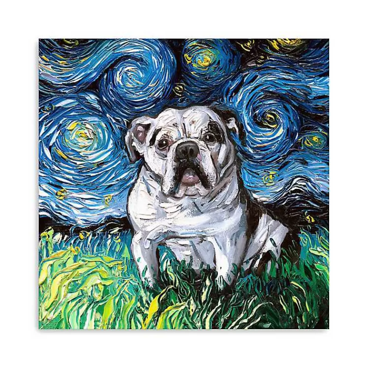 Aja Trier Bulldog Starry Night Canvas Art Print>Kirklands Home Flash Sale