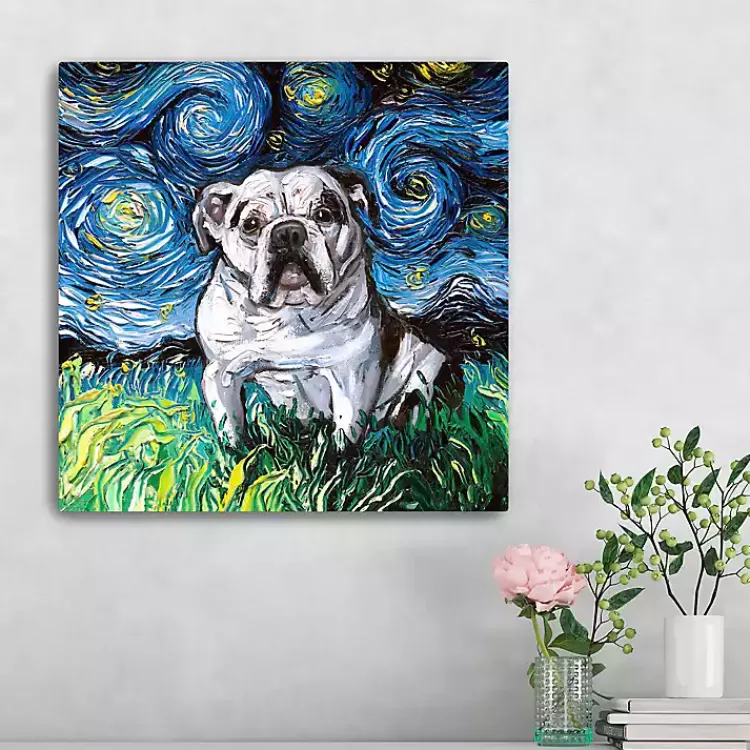 Aja Trier Bulldog Starry Night Canvas Art Print>Kirklands Home Flash Sale