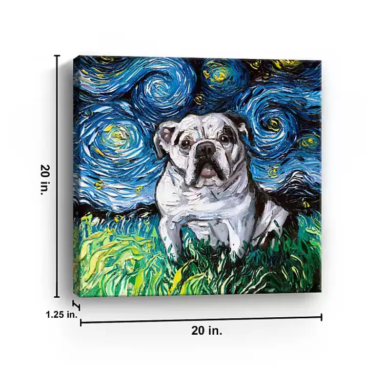 Aja Trier Bulldog Starry Night Canvas Art Print>Kirklands Home Flash Sale