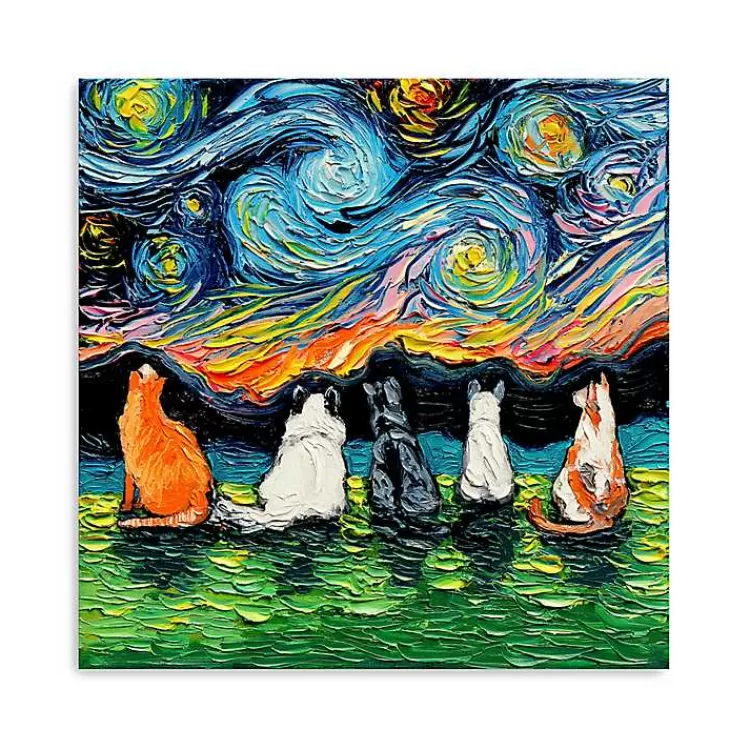 Aja Trier Cat Friends Starry Night Canvas Print>Kirklands Home Store