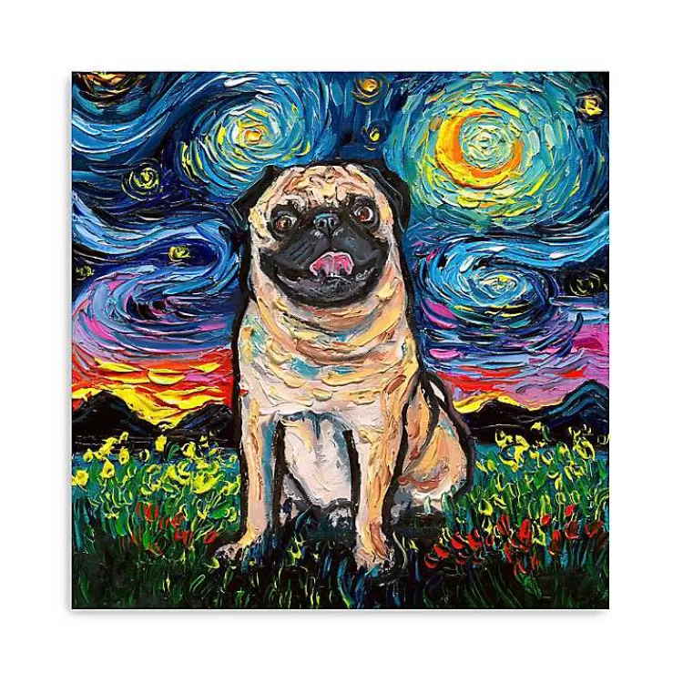 Aja Trier Pug Starry Night Canvas Art Print>Kirklands Home Cheap