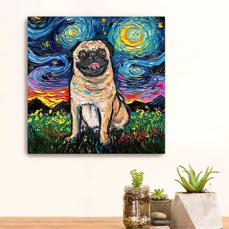 Aja Trier Pug Starry Night Canvas Art Print>Kirklands Home Cheap