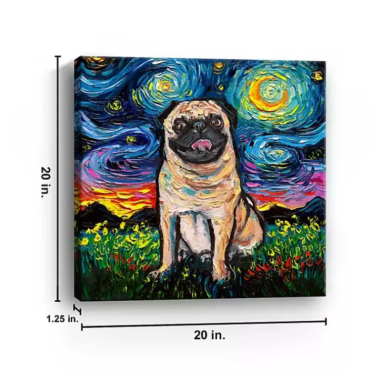 Aja Trier Pug Starry Night Canvas Art Print>Kirklands Home Cheap