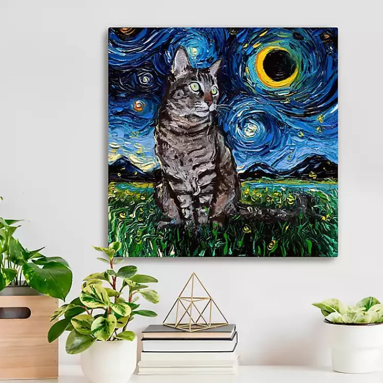 Aja Trier Tabby Cat Starry Night Canvas Art Print>Kirklands Home Cheap