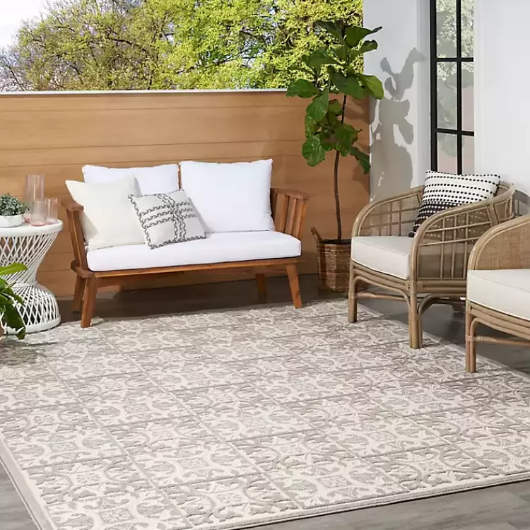 Aloha Ivory Geometric Indoor/Outdoor Area Rug, 6x9>Kirklands Home New