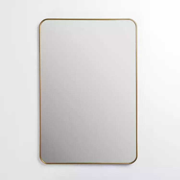Antique Brass Nouveau Linear Curved Corner Mirror>Kirklands Home Store