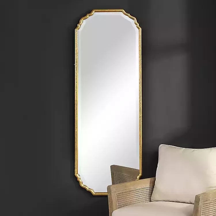 Antique Gold Wooden Mirror with Curved Corners>Kirklands Home Shop