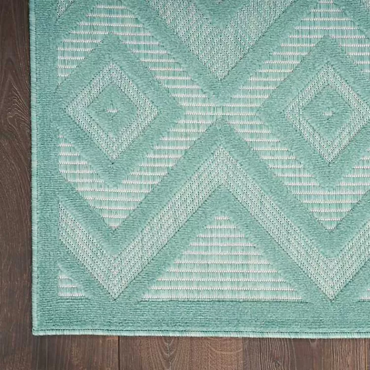 aqua_flatweave_diamond_outdoor_area_rug_2.webp Aqua Flatweave Diamond Outdoor Area Rug>Kirklands Home Shop