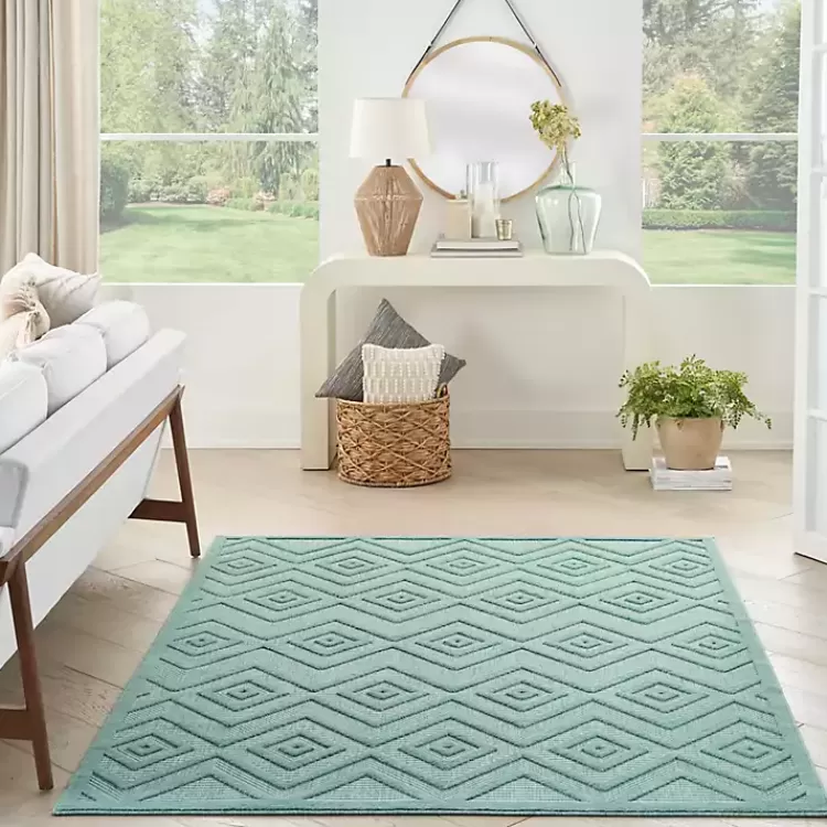 aqua_flatweave_diamond_outdoor_area_rug_7.webp Aqua Flatweave Diamond Outdoor Area Rug>Kirklands Home Shop