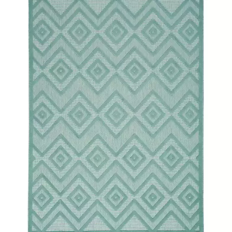 Aqua Teal Diamond Indoor/Outdoor Area Rug, 5x7>Kirklands Home Cheap