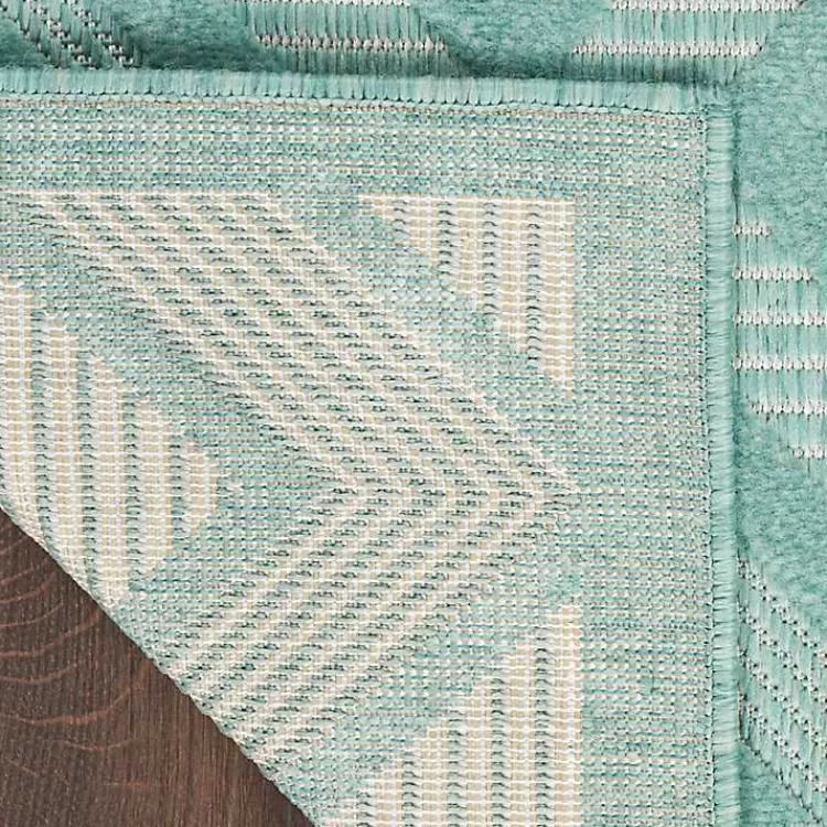 Aqua Teal Diamond Indoor/Outdoor Area Rug, 5x7>Kirklands Home Cheap