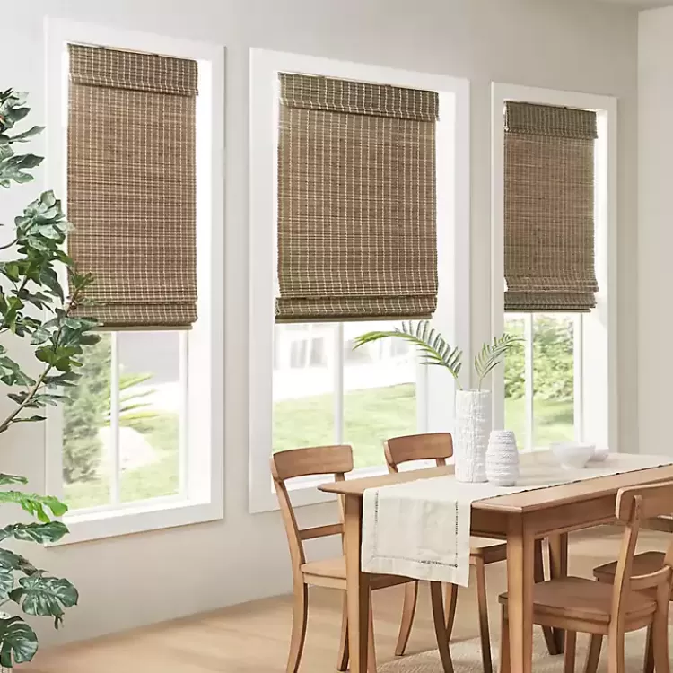 Ash Bamboo Light Filtering Roman Shade, 29 in.>Kirklands Home Outlet