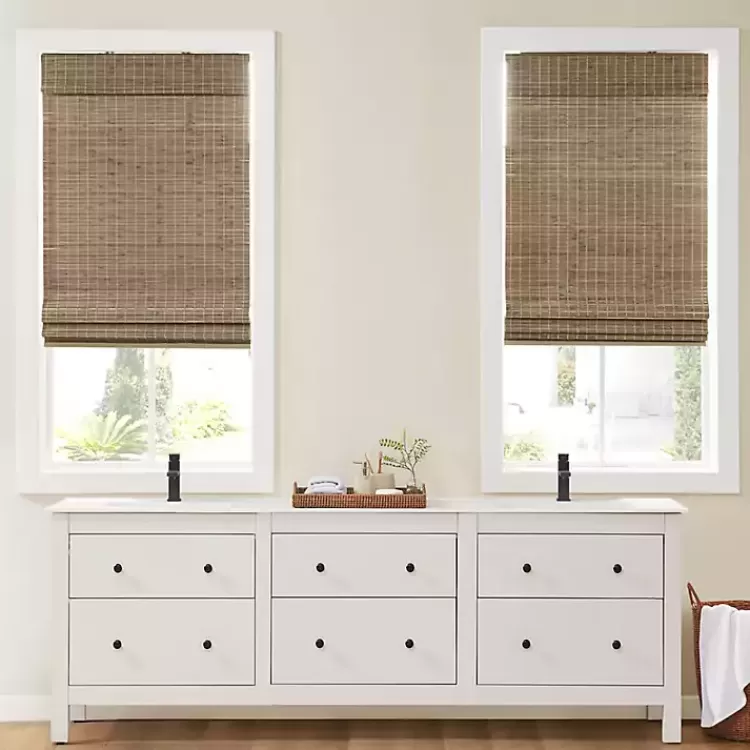 Ash Bamboo Light Filtering Roman Shade, 29 in.>Kirklands Home Outlet