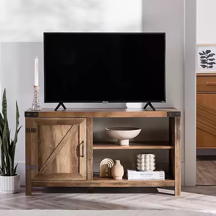 barn_door_rustic_oak_tv_stand_with_open_shelves_4.webp Barn Door Rustic Oak TV Stand with Open Shelves>Kirklands Home Best Sale