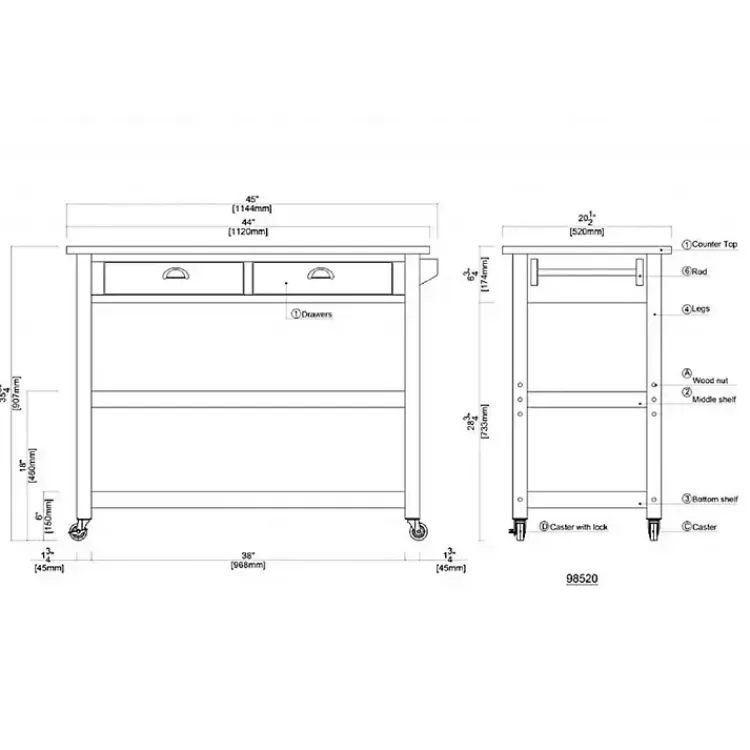 barnwood_sonoma_stainless_steel_top_kitchen_cart_6.webp Barnwood Sonoma Stainless Steel Top Kitchen Cart>Kirklands Home Clearance