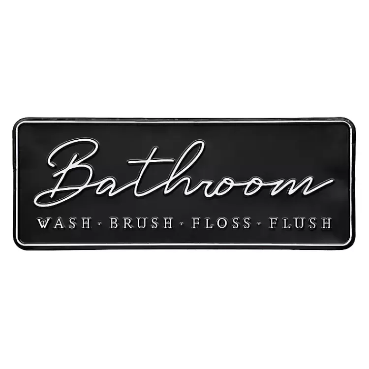 Bathroom Wash Brush Floss Flush Wall Plaque>Kirklands Home Discount