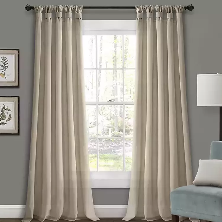Beige Burlap Knotted Curtain Panel Set, 108 in.>Kirklands Home Online