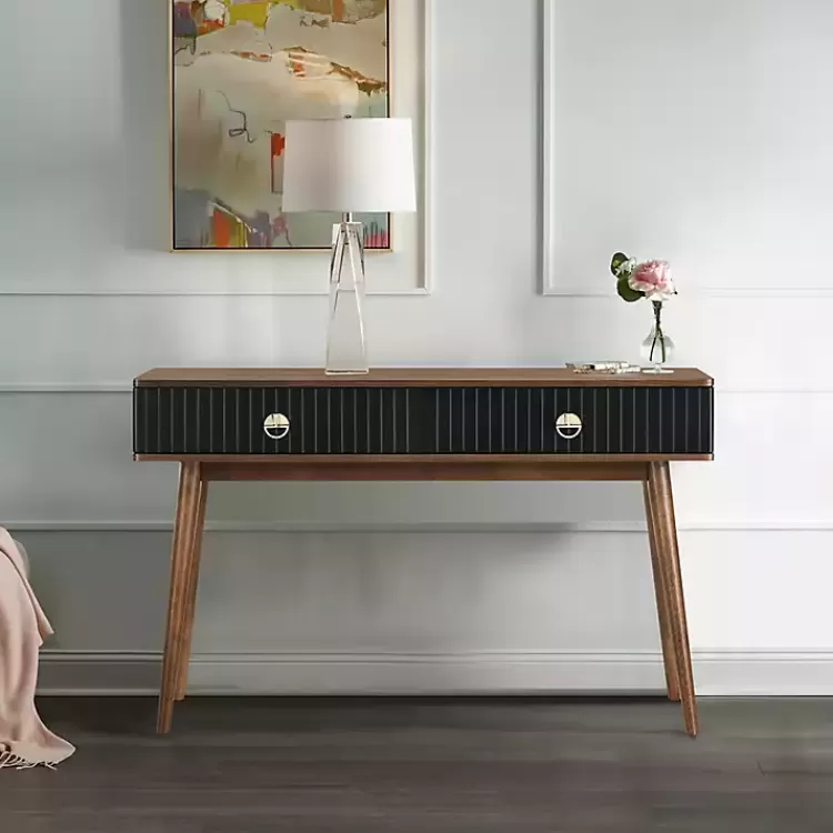 black__walnut_softclose_wood_console_table_5.webp & Walnut Soft-Close Wood Console Table>Kirklands Home Flash Sale