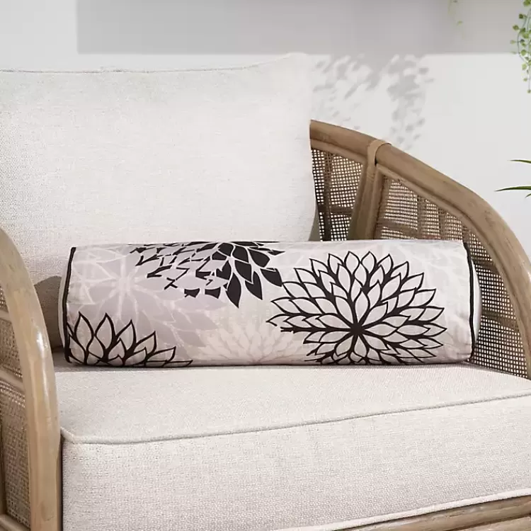 black_and_beige_floral_outdoor_bolster_pillow_4.webp and Beige Floral Outdoor Bolster Pillow>Kirklands Home Clearance