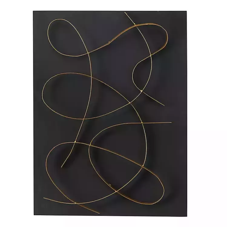 Black and Gold Abstract Wall Plaque>Kirklands Home Clearance