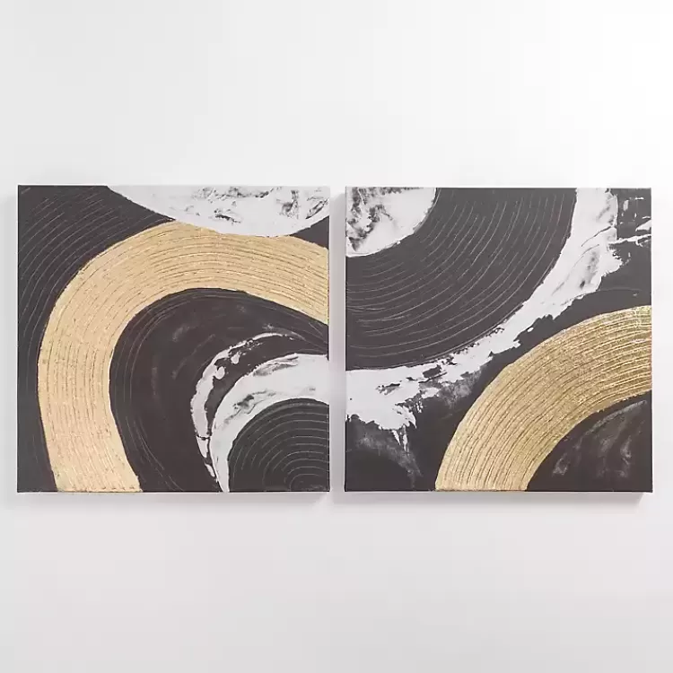 Black and Gold Curves Canvas Art Prints, Set of 2>Kirklands Home Best Sale