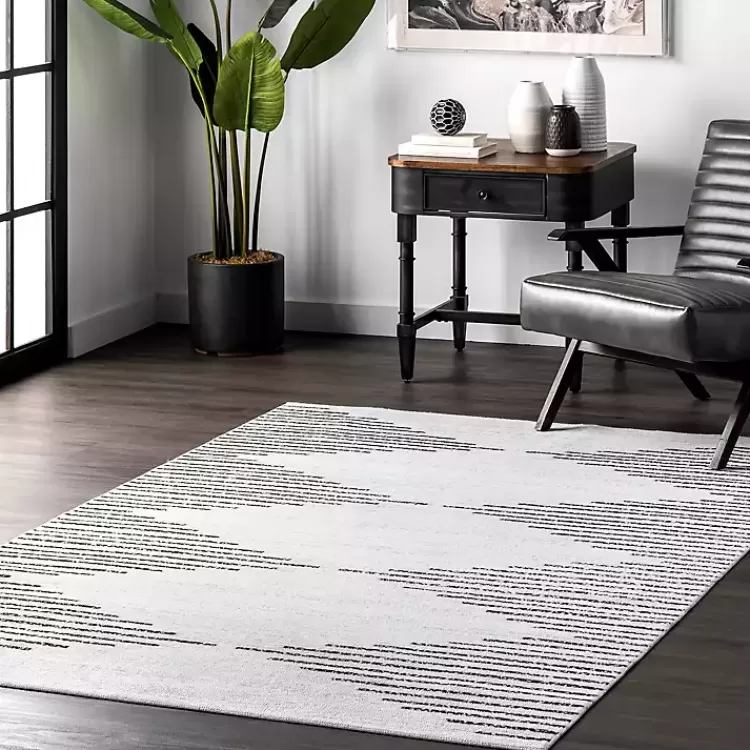 Black and Ivory Diamond Washable Area Rug, 3x5>Kirklands Home Discount
