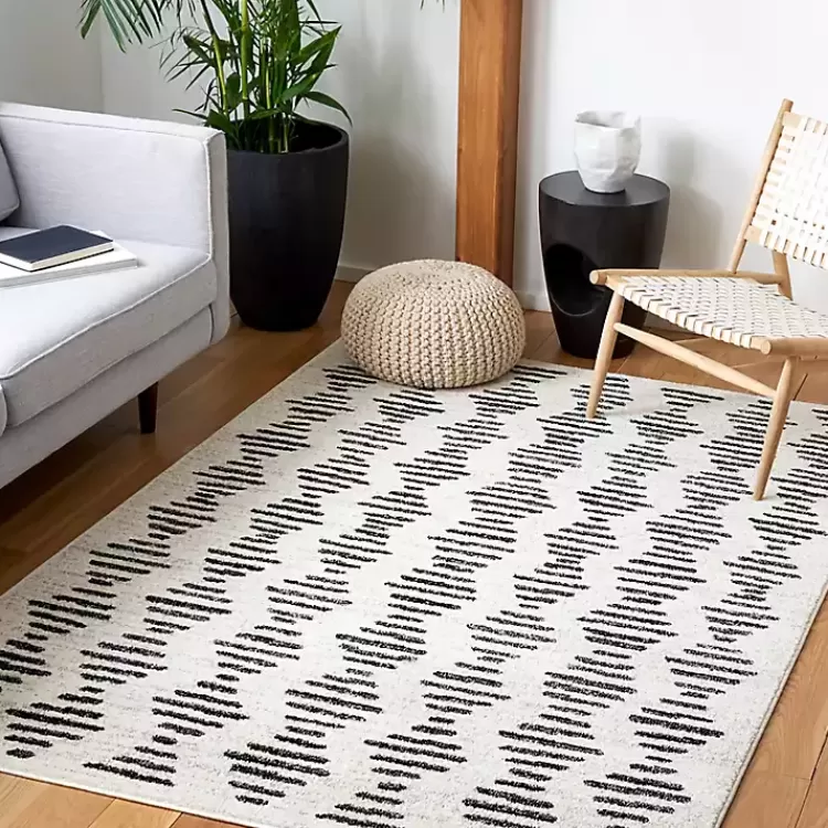 Black and Ivory Tulum Geometric Area Rug, 5x7>Kirklands Home Best Sale