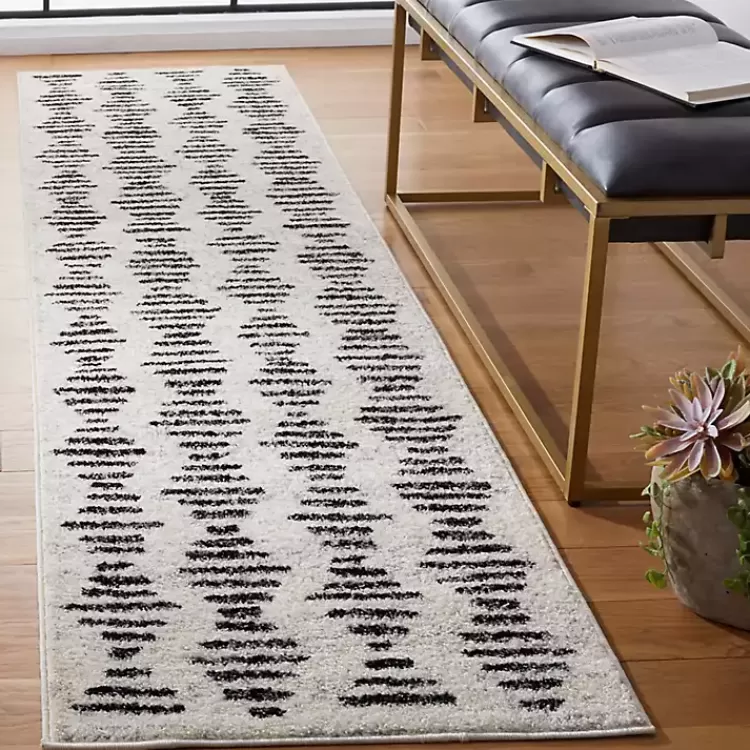 Black and Ivory Tulum Geometric Runner, 2x8>Kirklands Home Outlet