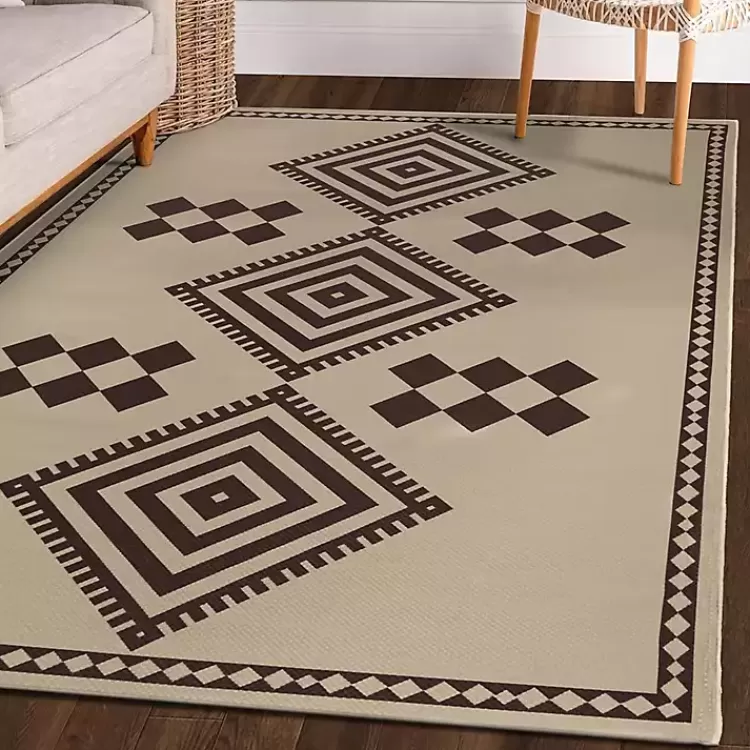 Black and Tan Kilim Washable Area Rug, 5x7>Kirklands Home Outlet