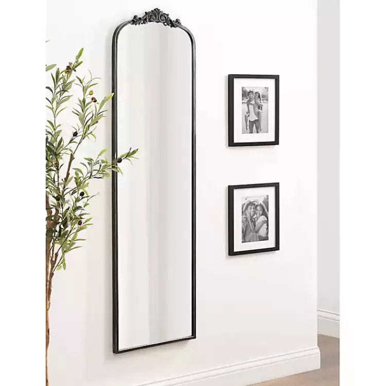 Black Arch Ornate Crown Full Length Wall Mirror>Kirklands Home Shop