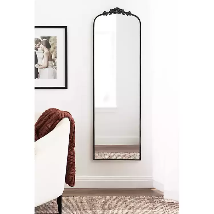 Black Arch Ornate Crown Full Length Wall Mirror>Kirklands Home Shop