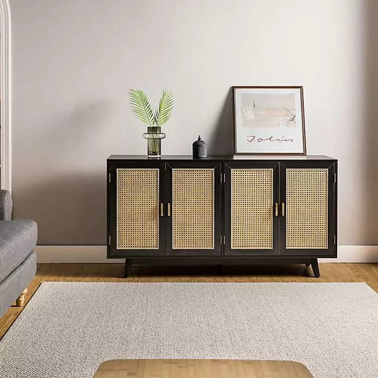 Cane Wood Storage Media Cabinet>Kirklands Home Fashion
