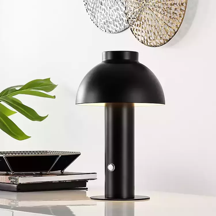 black_dome_led_cordless_table_lamp__in_4.webp Dome LED Cordless Table Lamp, 12 in.>Kirklands Home Fashion