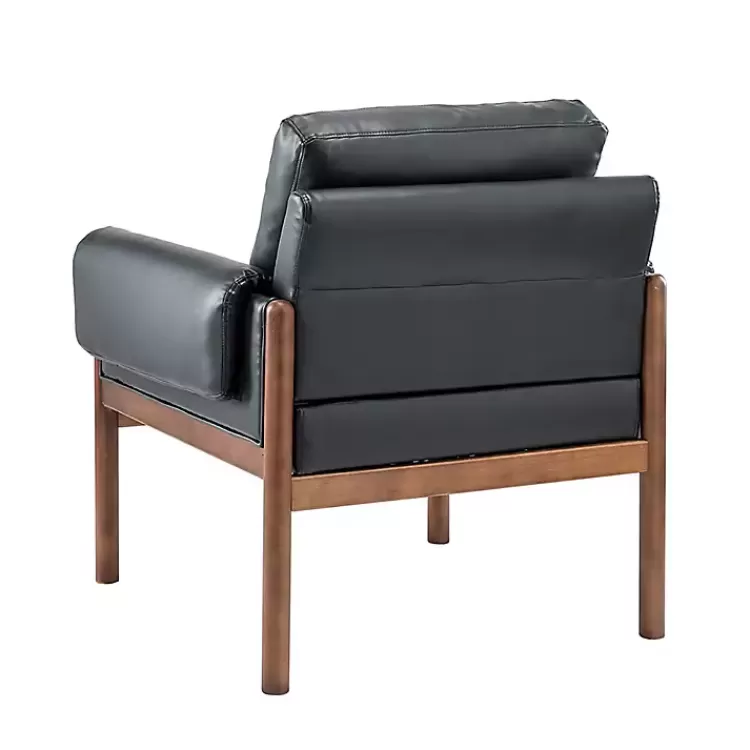black_faux_leather_and_wood_accent_chair_2.webp Faux Leather and Wood Accent Chair>Kirklands Home Online
