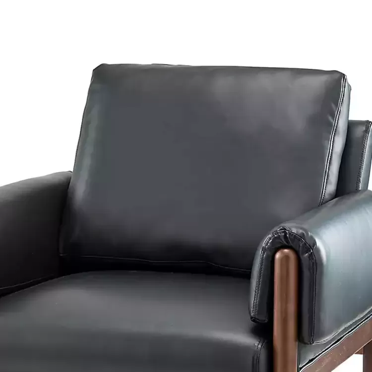 black_faux_leather_and_wood_accent_chair_4.webp Faux Leather and Wood Accent Chair>Kirklands Home Online