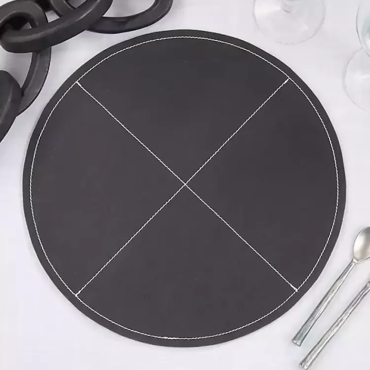 black_faux_leather_placemats_set_of__3.webp Faux Leather Placemats, Set of 4>Kirklands Home Online