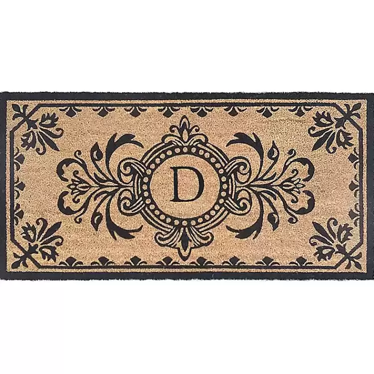 Black Fleur De Lis Monogram D Doormat>Kirklands Home Store