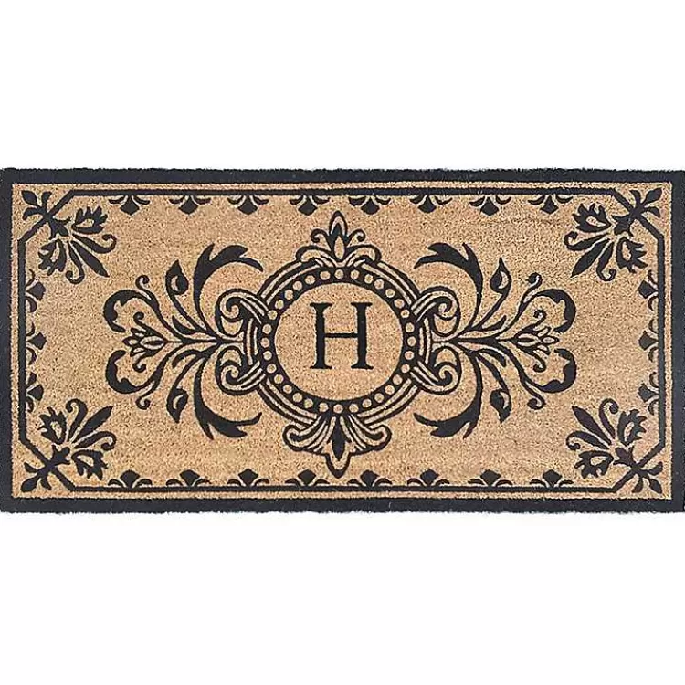 Black Fleur De Lis Monogram H Doormat>Kirklands Home Flash Sale