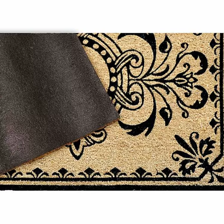 Black Fleur De Lis Monogram H Doormat>Kirklands Home Flash Sale