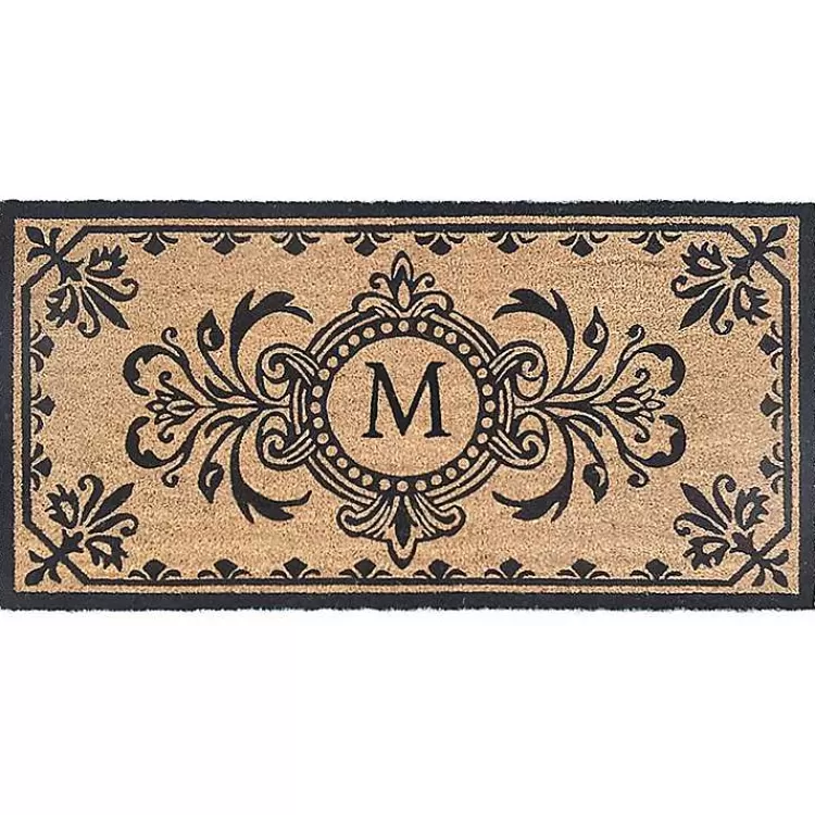 Black Fleur De Lis Monogram M Doormat>Kirklands Home Clearance