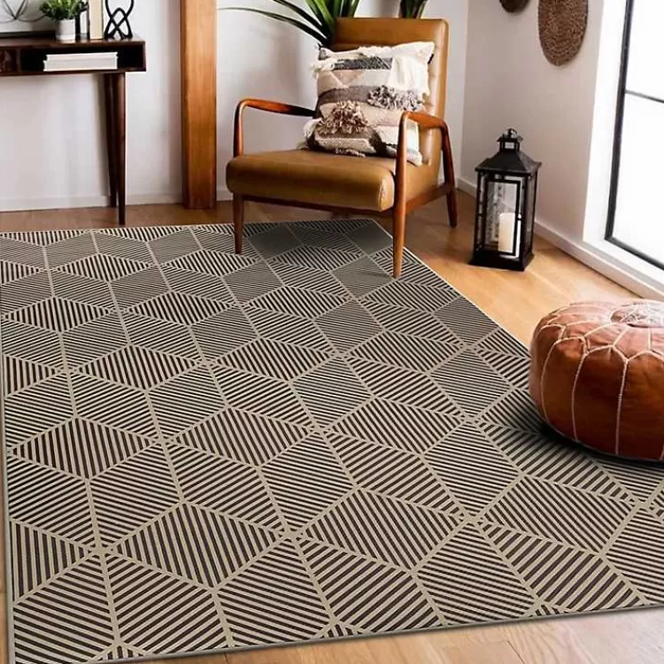 Black Geometric Washable Area Rug, 5x7>Kirklands Home Shop