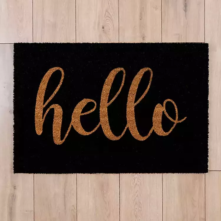 Black Hello Doormat>Kirklands Home Fashion