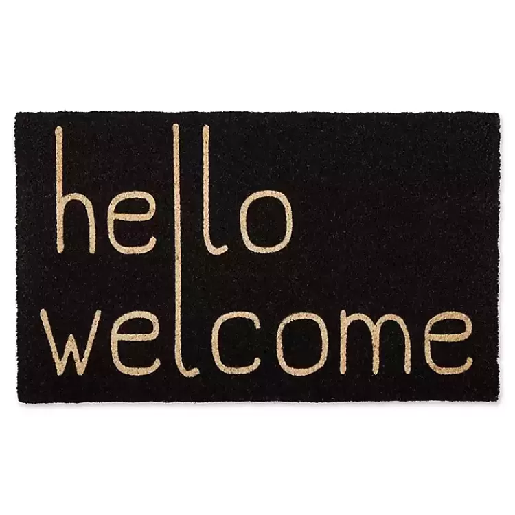 Black Hello Welcome Doormat>Kirklands Home Flash Sale
