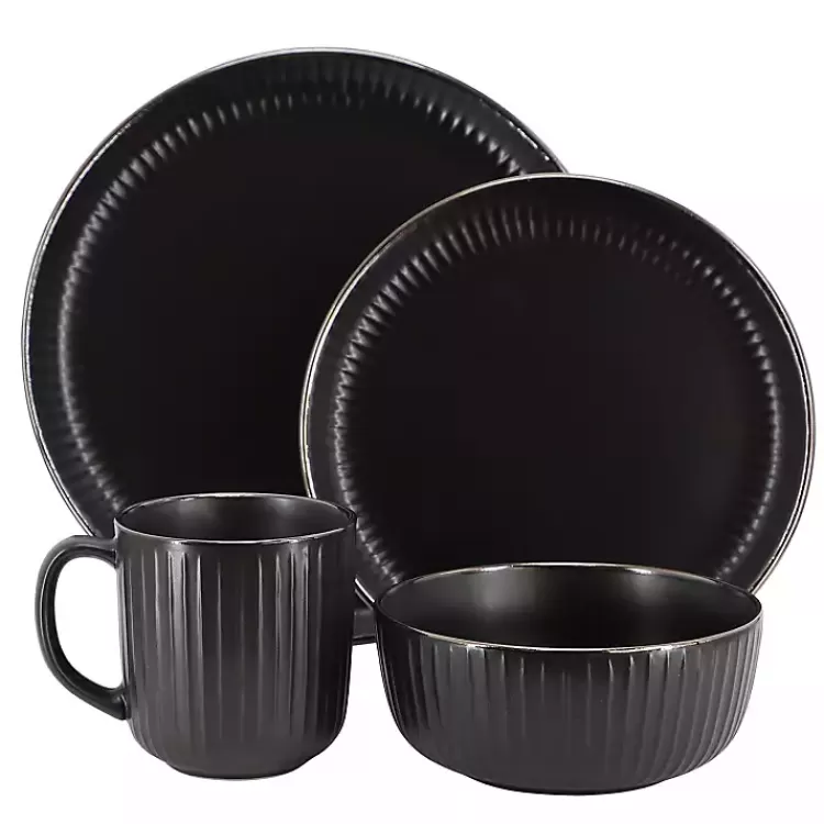 black_leo_stoneware_pc_dinnerware_set_3.webp Leo Stoneware 16-pc. Dinnerware Set>Kirklands Home Outlet